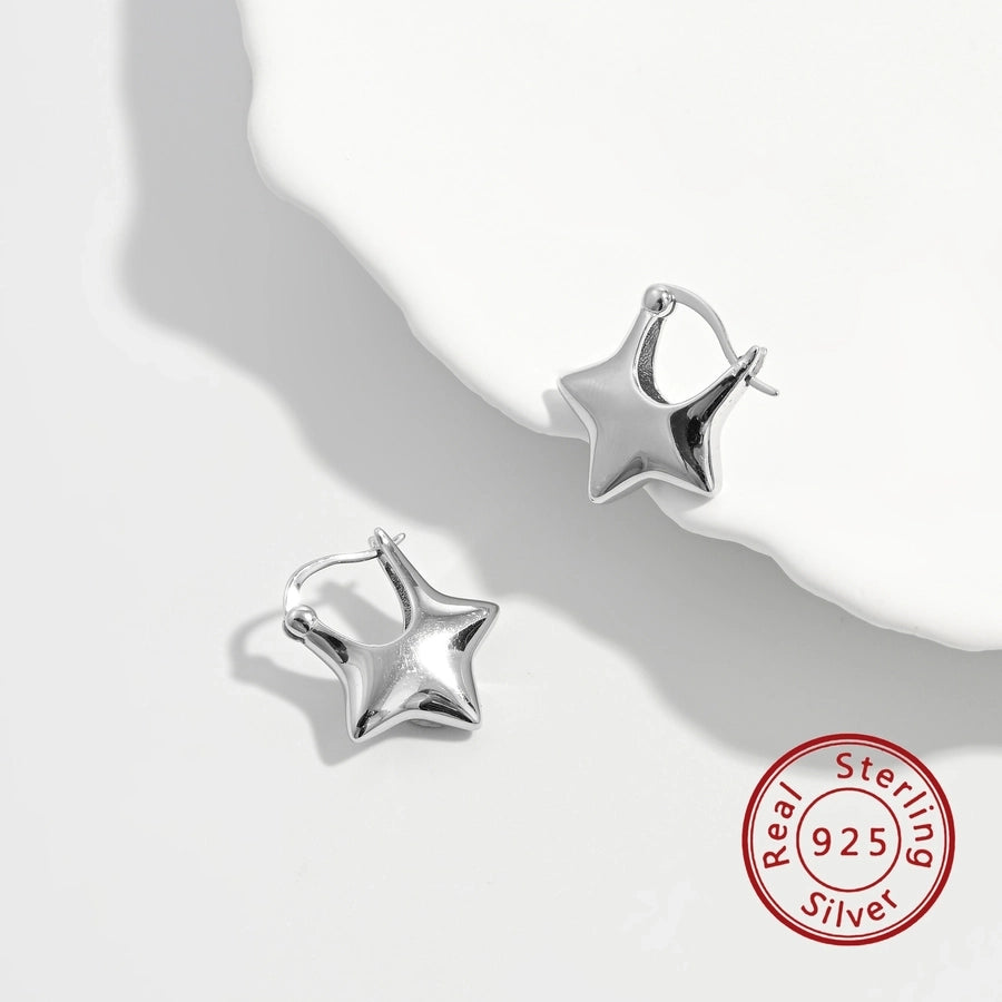 1 Pair White Gold Plated 925 Sterling Silver 925 Sterling Silver Earrings Star Earrings