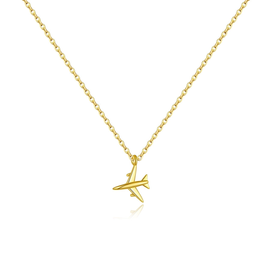 S925 Sterling Silver Necklace Bracelet Aircraft Design Pendant  Retro Simplicity  Clavicle Chain Jewelry