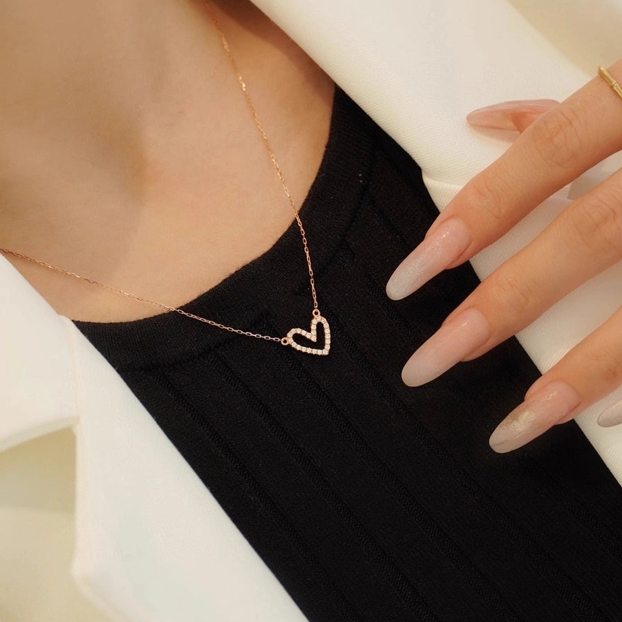 925 Sterling Silver cable chain Plating Heart Shape Pendant Necklace