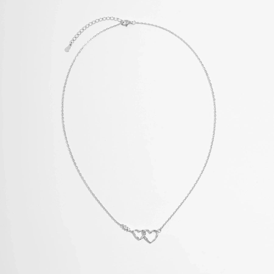 925 Sterling Silver Plated Zircon cable chain Heart Shape Necklace