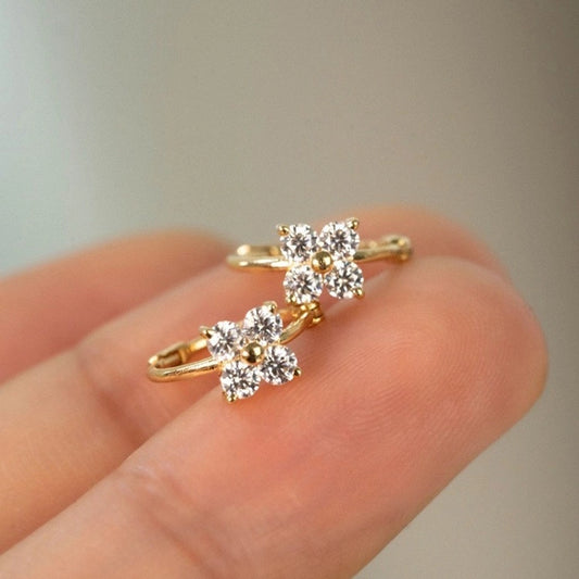 1 Pair 18K Gold Plated 925 Sterling Silver Zircon 925 Sterling Silver Earrings Geometric Earrings