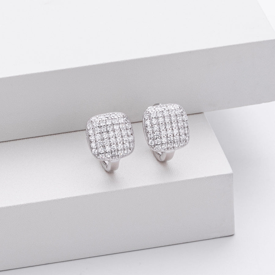 1 Pair 18K Gold Plated White Gold Plated Rhodium Plated 925 Sterling Silver 925 Sterling Silver Diamond 925 Sterling Silver Earrings Geometric Earrings