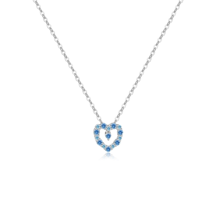 925 Sterling Silver Zircon cable chain Heart Shape Pendant Necklace