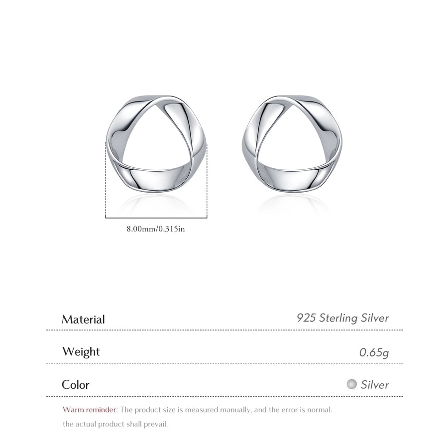 1 Pair Rhodium Plated 925 Sterling Silver 925 Sterling Silver Earrings Geometric Ear Studs