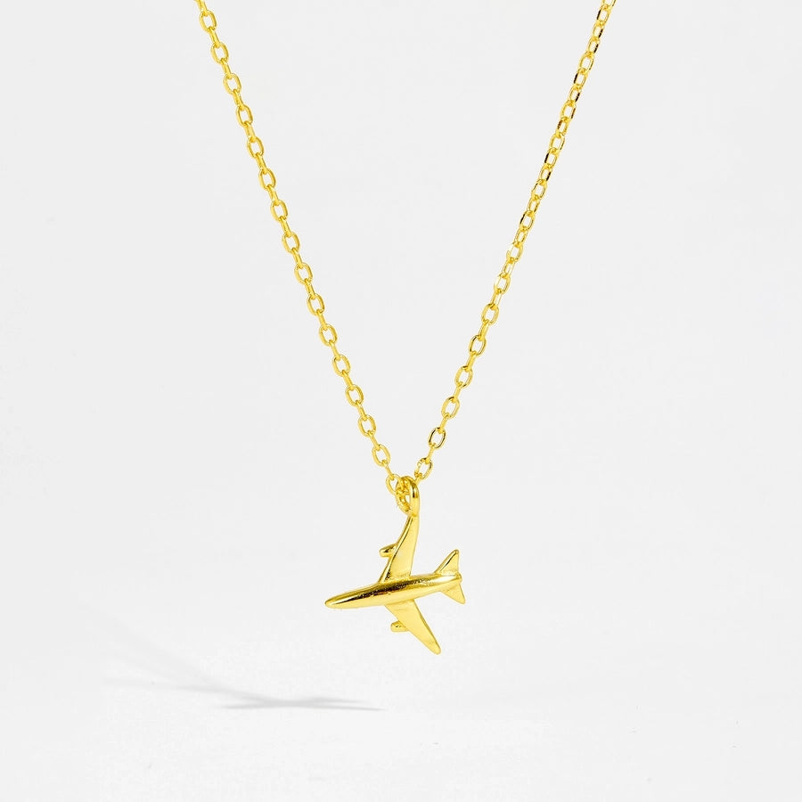 S925 Sterling Silver Necklace Bracelet Aircraft Design Pendant  Retro Simplicity  Clavicle Chain Jewelry