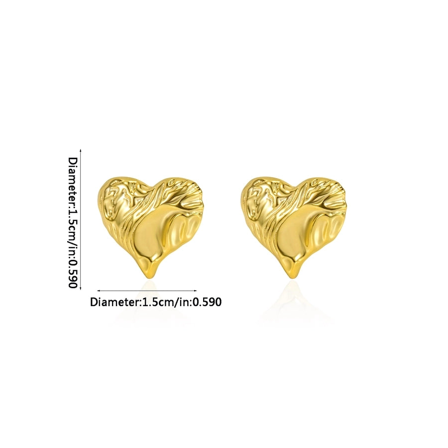 1 Pair 14K Gold Plated Silver Plated 925 Sterling Silver 925 Sterling Silver Earrings Heart Shape Ear Studs