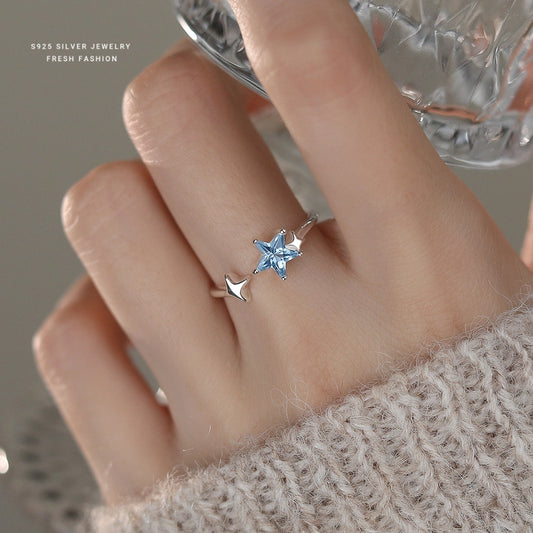 925 Sterling Silver Zircon Star Open Rings 925 Sterling Silver Rings