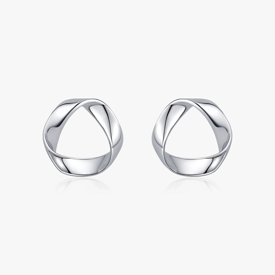 1 Pair Rhodium Plated 925 Sterling Silver 925 Sterling Silver Earrings Geometric Ear Studs