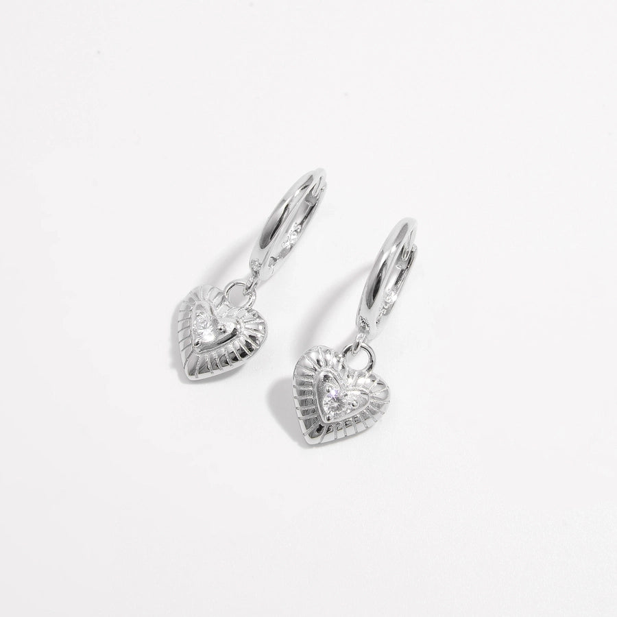 1 Pair White Gold Plated 925 Sterling Silver Zircon 925 Sterling Silver Earrings Heart Shape Drop Earrings