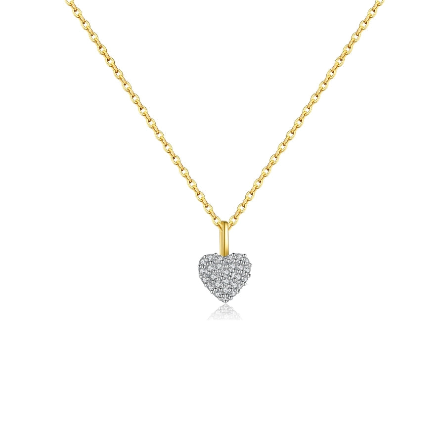 925 Sterling Silver Zircon cable chain Heart Shape Pendant Necklace