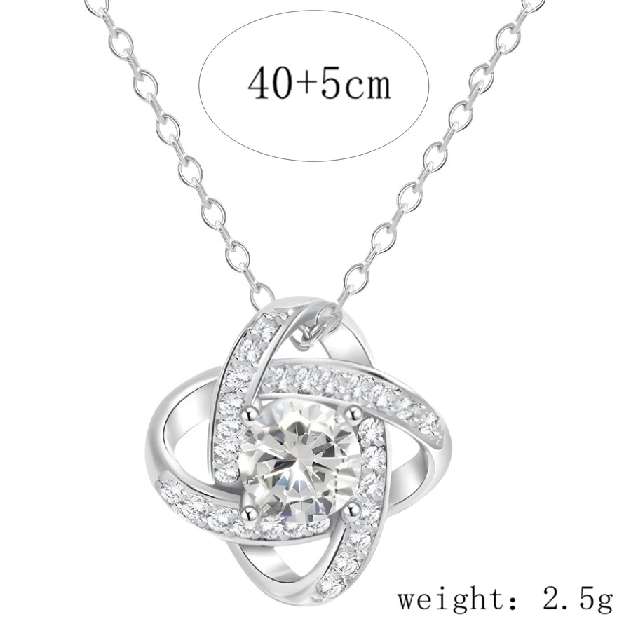 925 Sterling Silver Zircon cable chain Four Leaf Clover Pendant Necklace