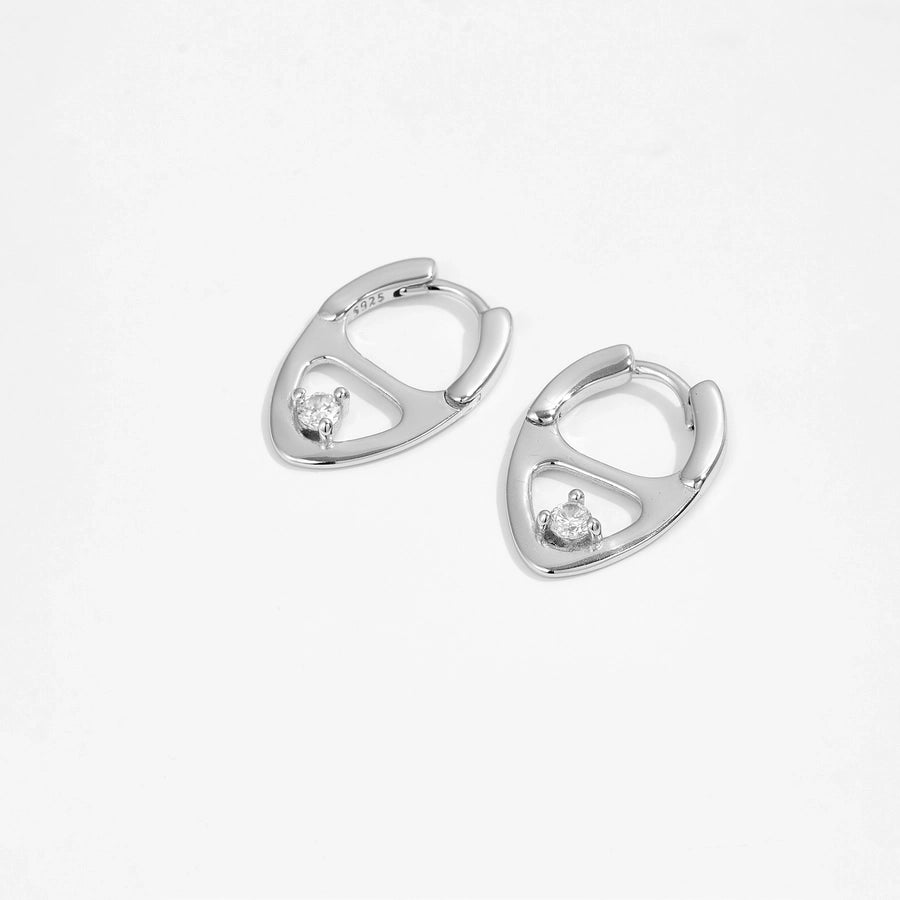 1 Pair 18K Gold Plated White Gold Plated 925 Sterling Silver Zircon 925 Sterling Silver Earrings Geometric Earrings