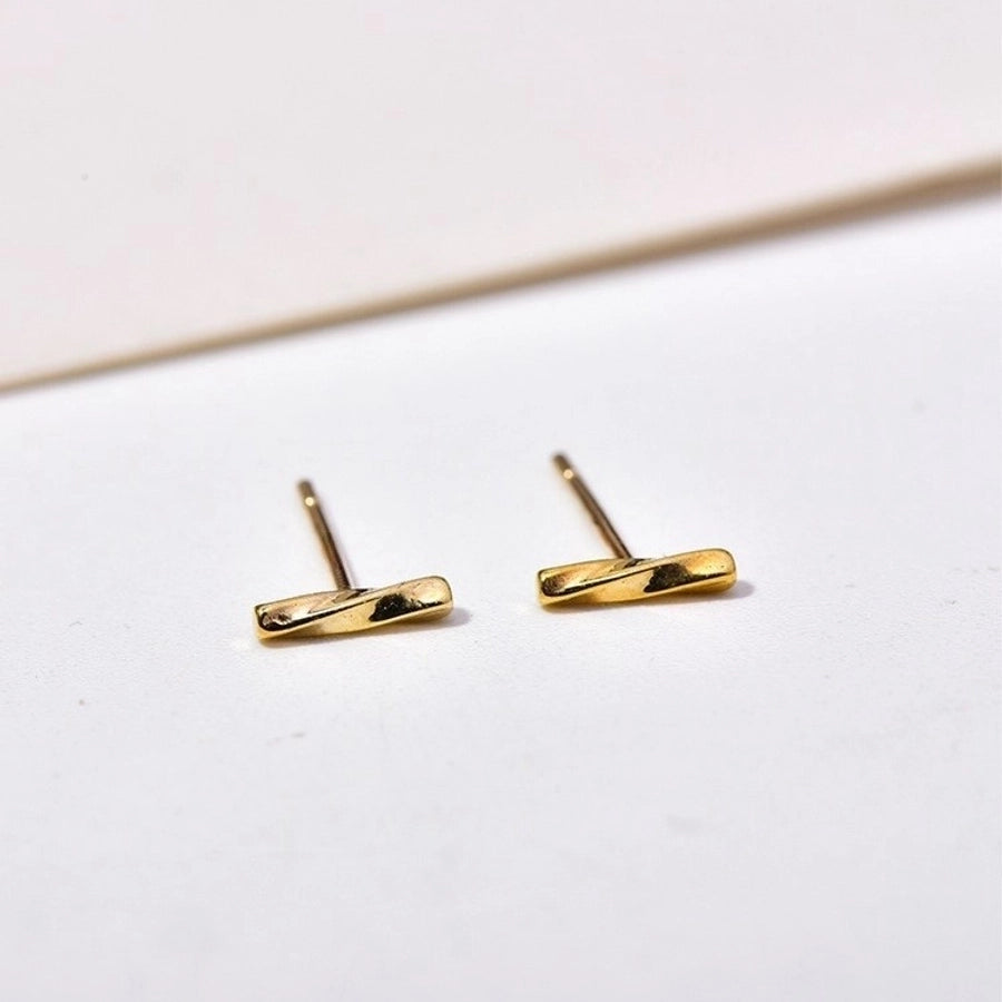 1 Pair 18K Gold Plated 925 Sterling Silver 925 Sterling Silver Earrings Geometric Ear Studs