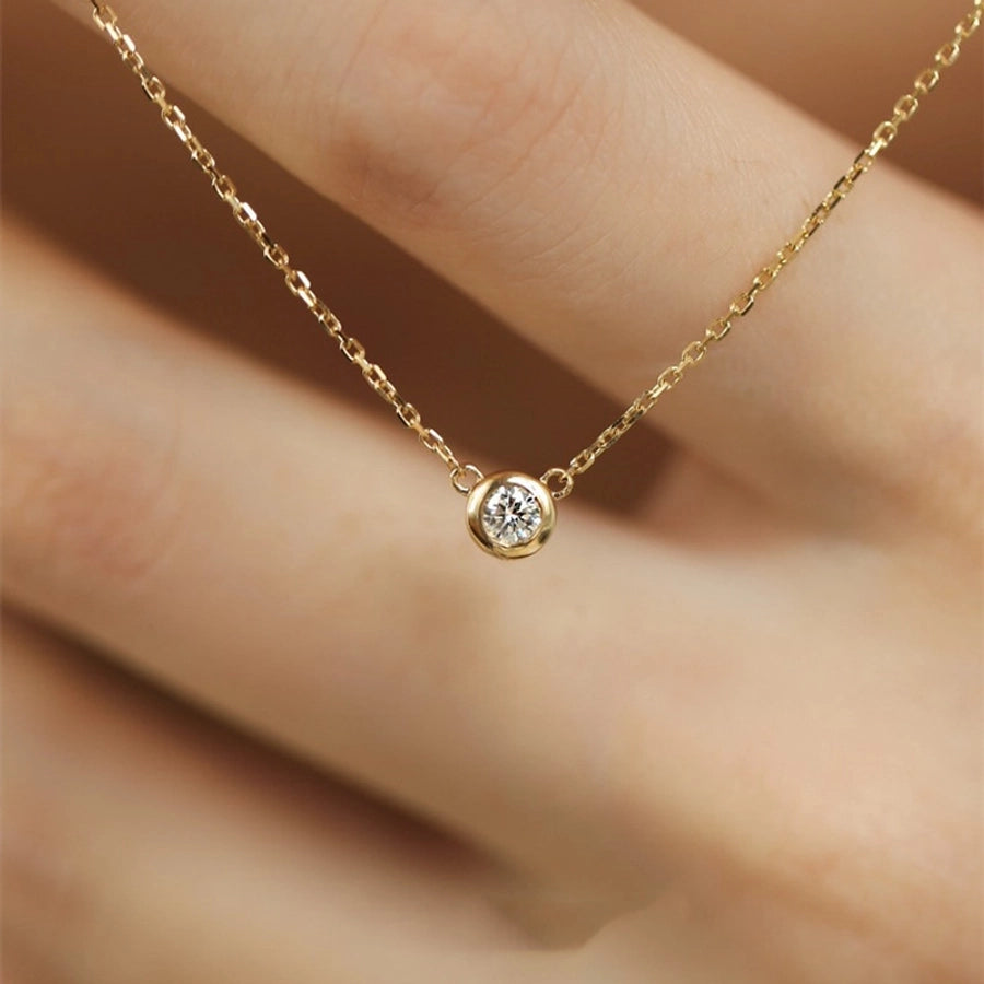 925 Sterling Silver Zircon cable chain Diamond Geometric Pendant Necklace