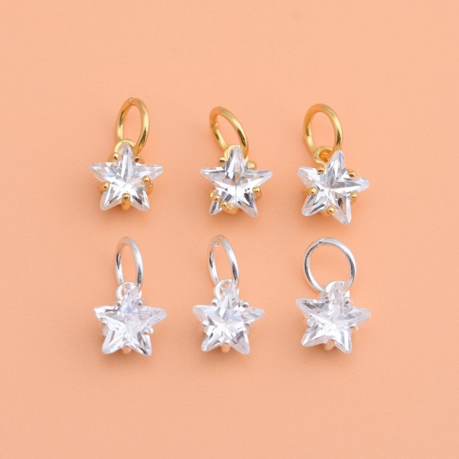 925 Sterling Silver Rhinestone Zircon Accessories Mini Little Star Five-Pointed Star Pendant Bracelet Necklace Creative Handmade Accessories