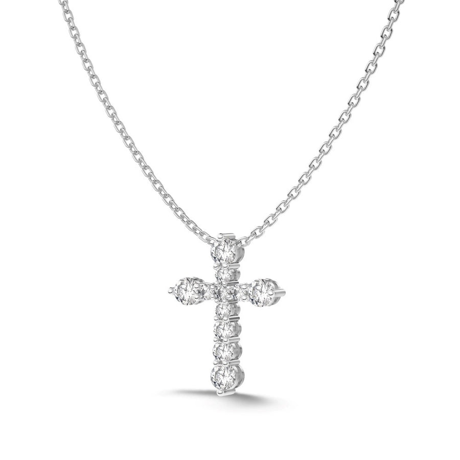 925 Sterling Silver Zircon cable chain Plating Cross Pendant Necklace