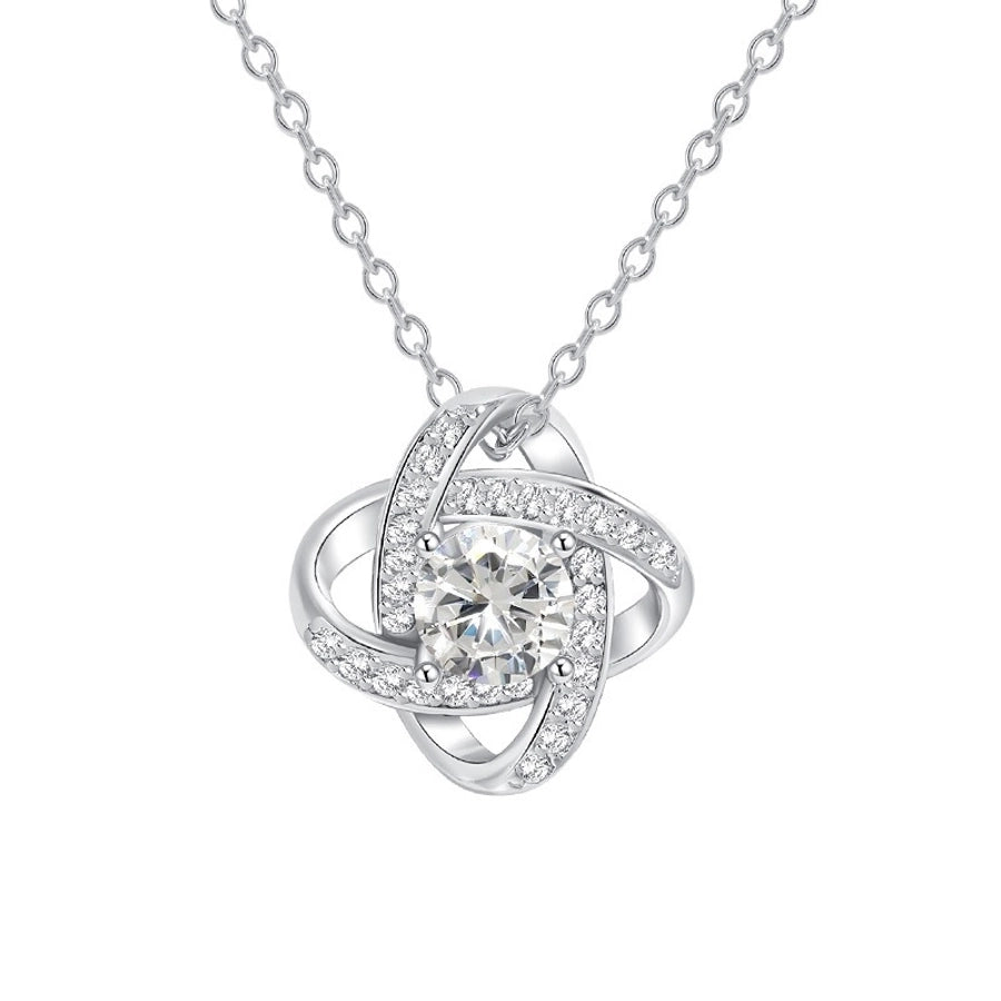 925 Sterling Silver Zircon cable chain Four Leaf Clover Pendant Necklace