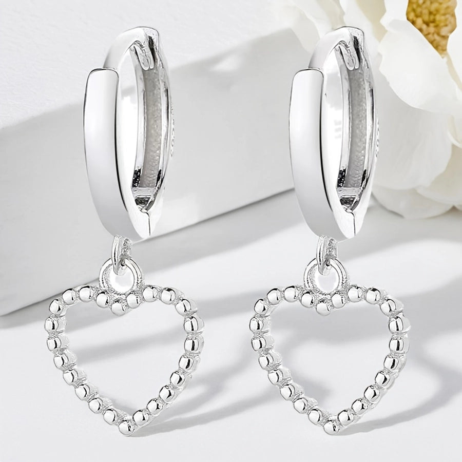 K Gold Plated White Gold Plated 925 Sterling Silver 925 Sterling Silver Earrings Heart Shape Drop Earrings