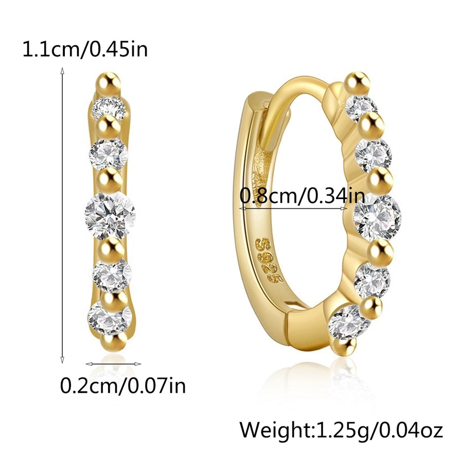 K Gold Plated White Gold Plated 925 Sterling Silver Zircon 925 Sterling Silver Earrings Geometric Hoop Earrings