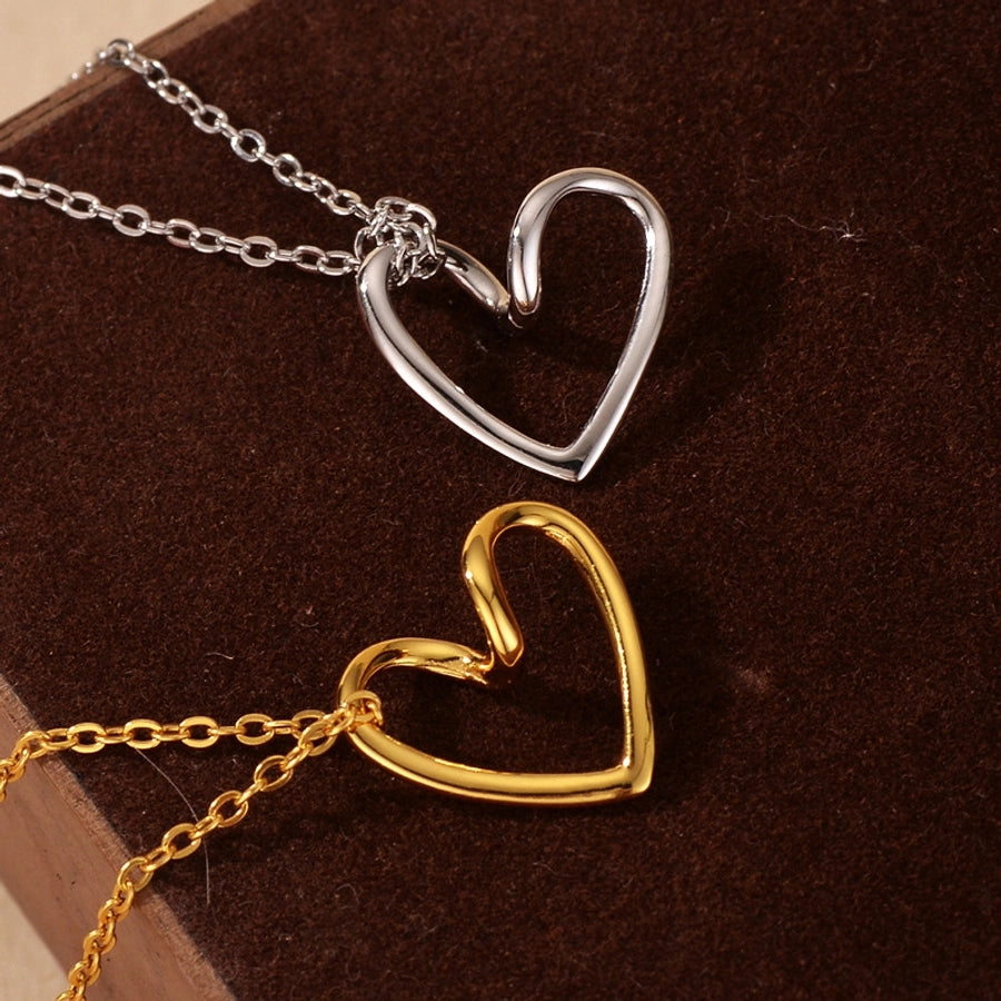 925 Sterling Silver cable chain Plating Heart Shape Pendant Necklace