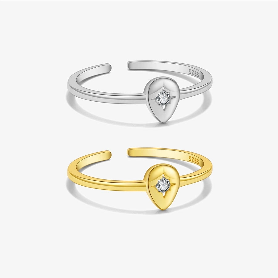 18K Gold Plated White Gold Plated 925 Sterling Silver Zircon Geometric Open Rings 925 Sterling Silver Rings