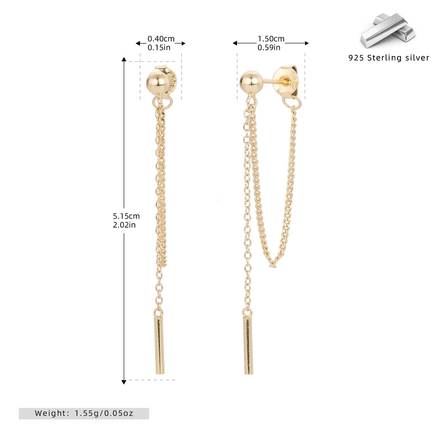 1 Pair 18K Gold Plated White Gold Plated Rhodium Plated 925 Sterling Silver 925 Sterling Silver Earrings Tassel Drop Earrings