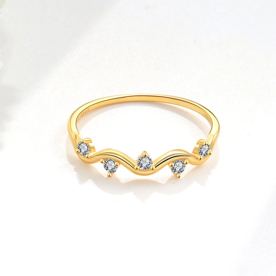 18K Gold Plated 925 Sterling Silver Zircon Geometric Rings 925 Sterling Silver Rings