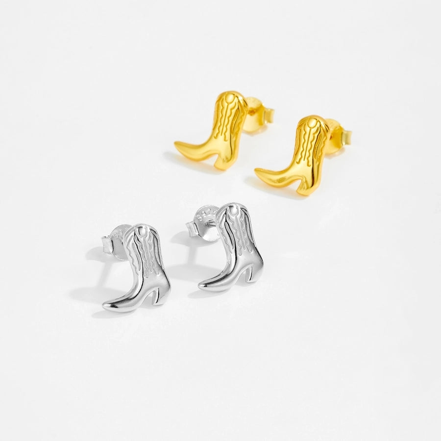 1 Pair 18K Gold Plated White Gold Plated 925 Sterling Silver 925 Sterling Silver Earrings Boots Ear Studs