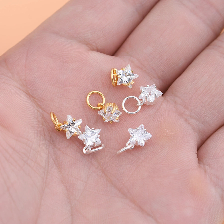 925 Sterling Silver Rhinestone Zircon Accessories Mini Little Star Five-Pointed Star Pendant Bracelet Necklace Creative Handmade Accessories