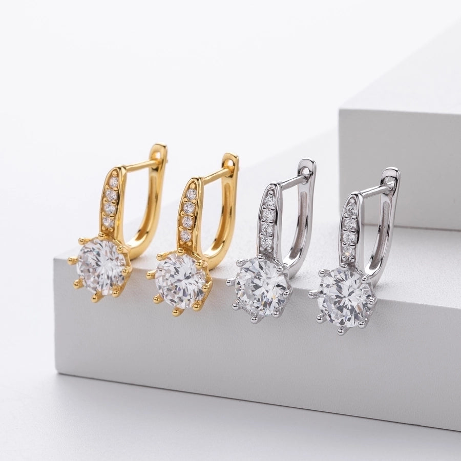 1 Pair 18K Gold Plated White Gold Plated Rhodium Plated 925 Sterling Silver Zircon 925 Sterling Silver Earrings Water Droplets Earrings