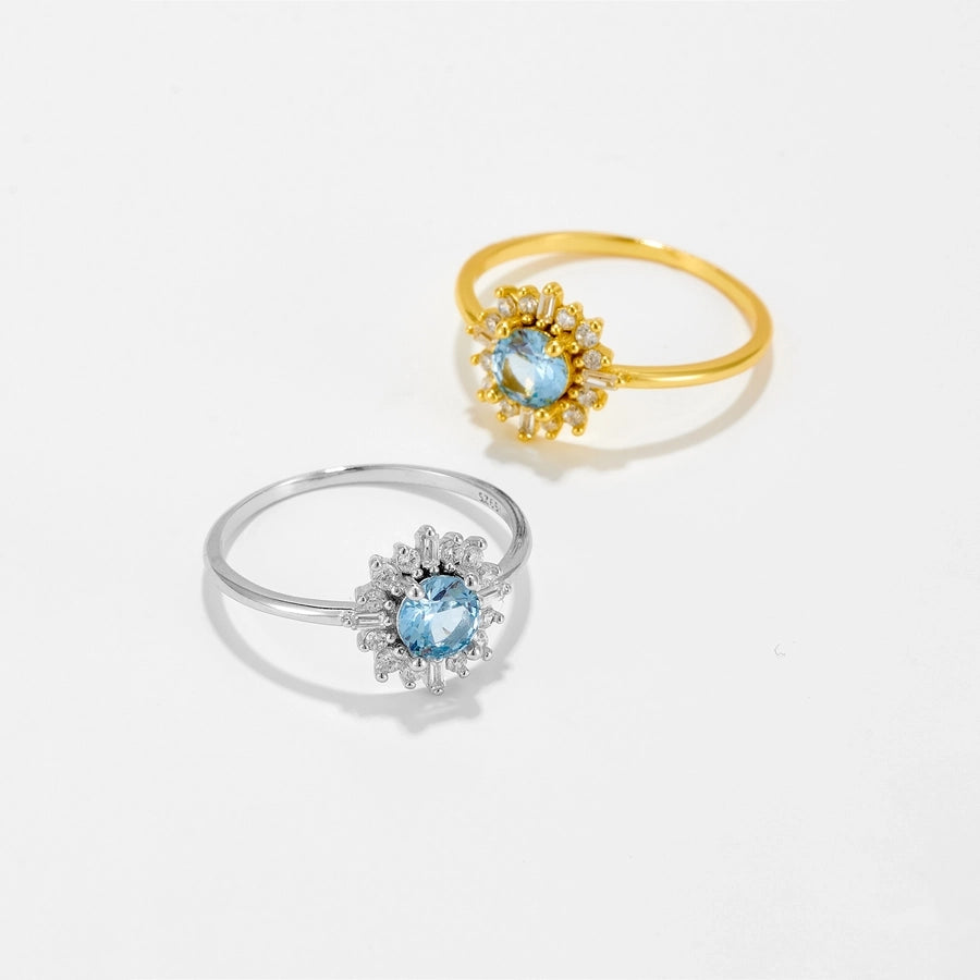 18K Gold Plated White Gold Plated 925 Sterling Silver Zircon Round Rings 925 Sterling Silver Rings