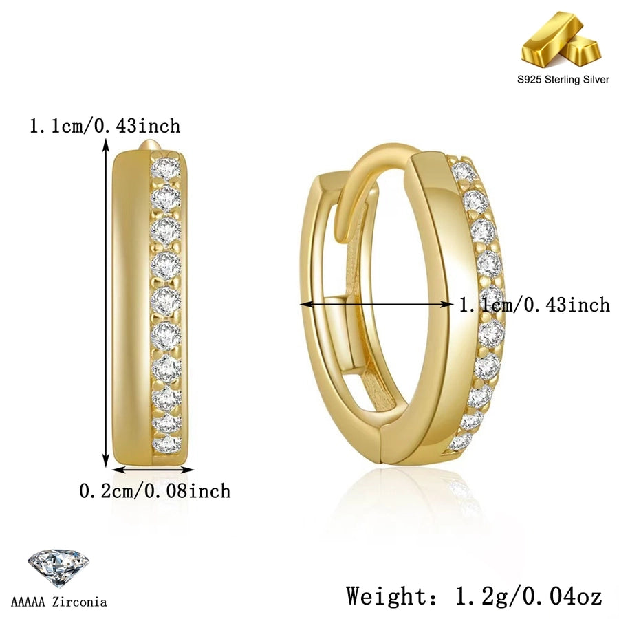 K Gold Plated White Gold Plated 925 Sterling Silver Zircon 925 Sterling Silver Earrings Geometric Hoop Earrings