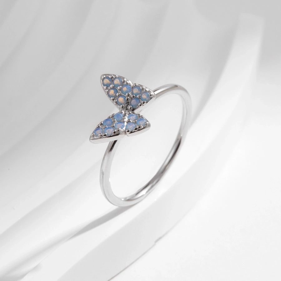 Rhodium Plated 925 Sterling Silver Opal Butterfly Rings 925 Sterling Silver Rings