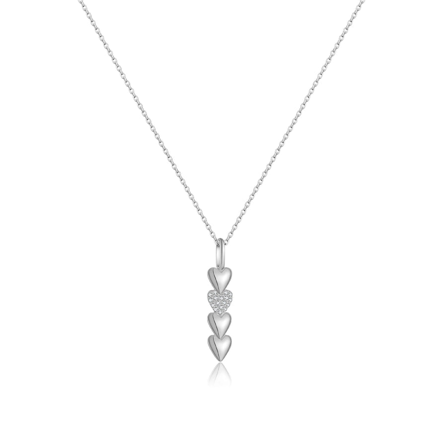 925 Sterling Silver Zircon cable chain Heart Shape Pendant Necklace