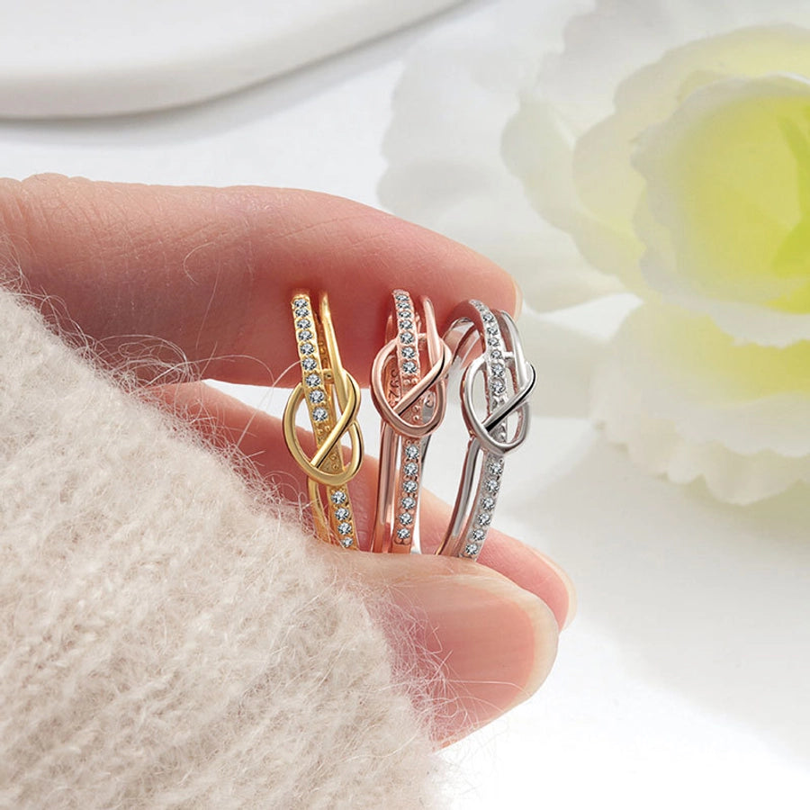 18K Gold Plated 925 Sterling Silver Zircon Knot Rings 925 Sterling Silver Rings