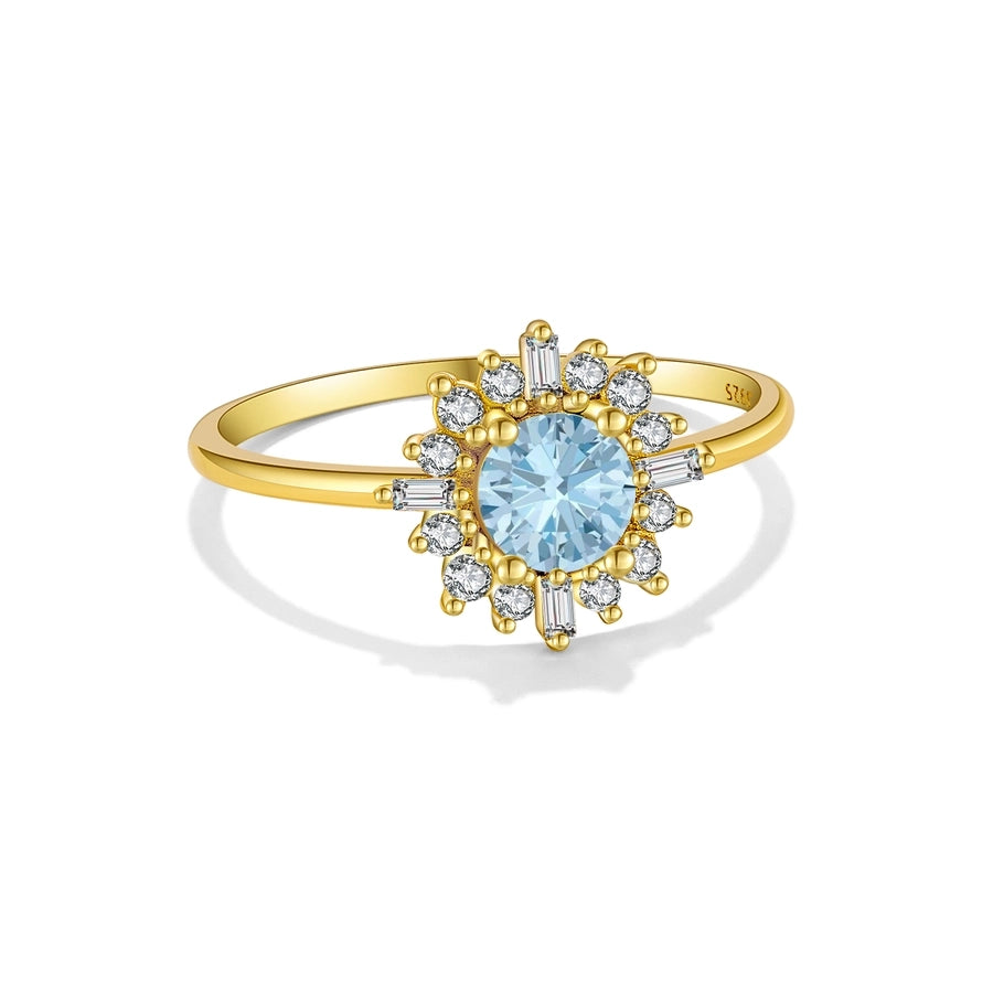 18K Gold Plated White Gold Plated 925 Sterling Silver Zircon Round Rings 925 Sterling Silver Rings