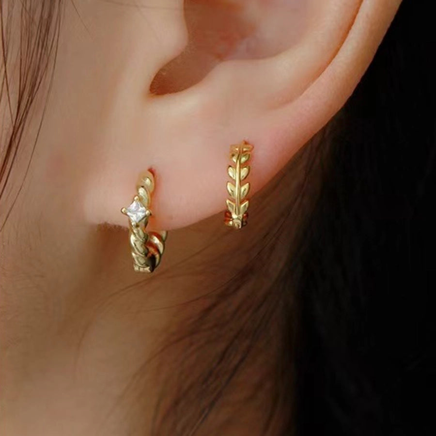 K Gold Plated White Gold Plated 925 Sterling Silver 925 Sterling Silver Earrings Leaf Earrings