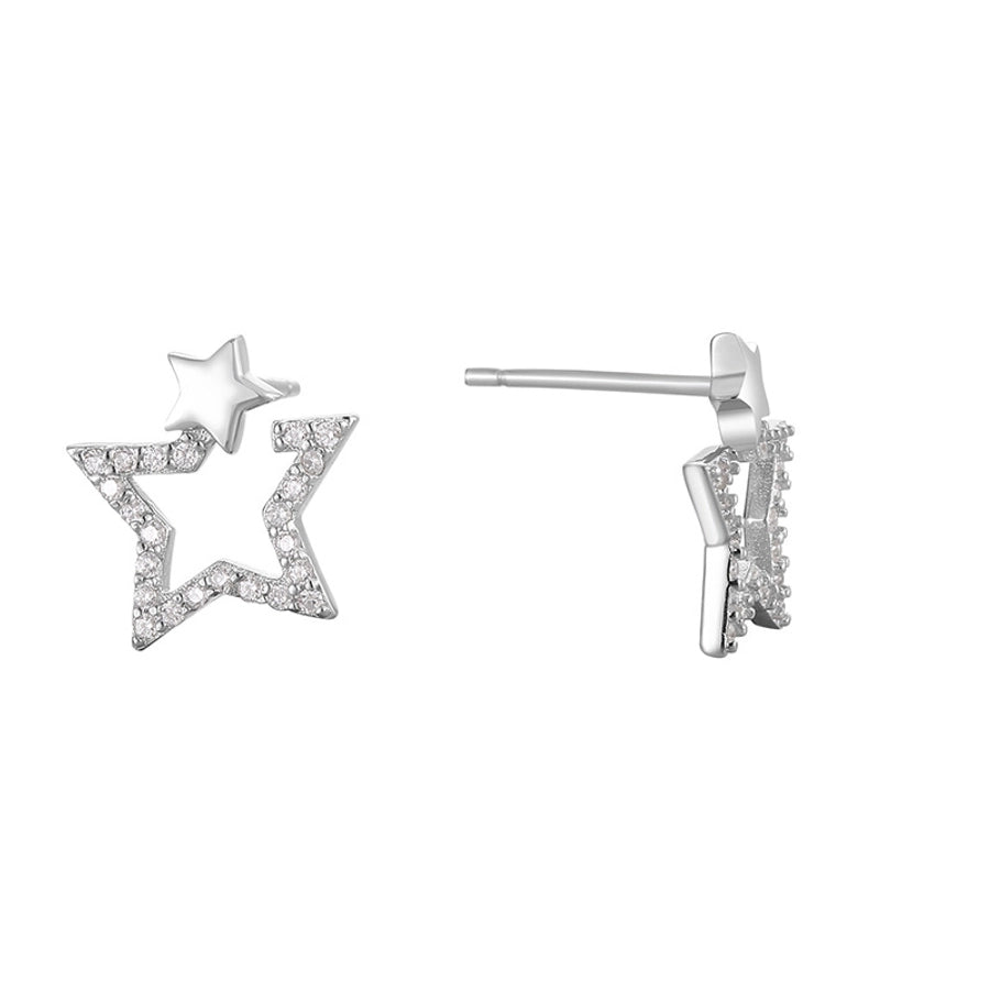 1 Pair 925 Sterling Silver 925 Sterling Silver Earrings Star Ear Studs