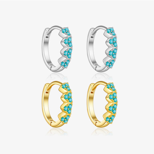 1 Pair 18K Gold Plated White Gold Plated 925 Sterling Silver Zircon 925 Sterling Silver Earrings Round Hoop Earrings