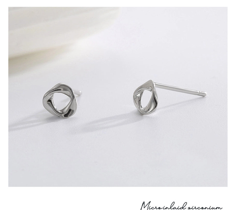 1 Pair 925 Sterling Silver 925 Sterling Silver Earrings Geometric Solid Color Ear Studs