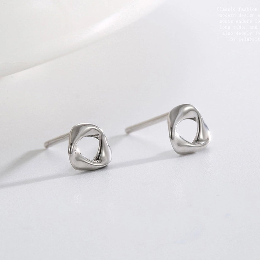 1 Pair 925 Sterling Silver 925 Sterling Silver Earrings Geometric Solid Color Ear Studs