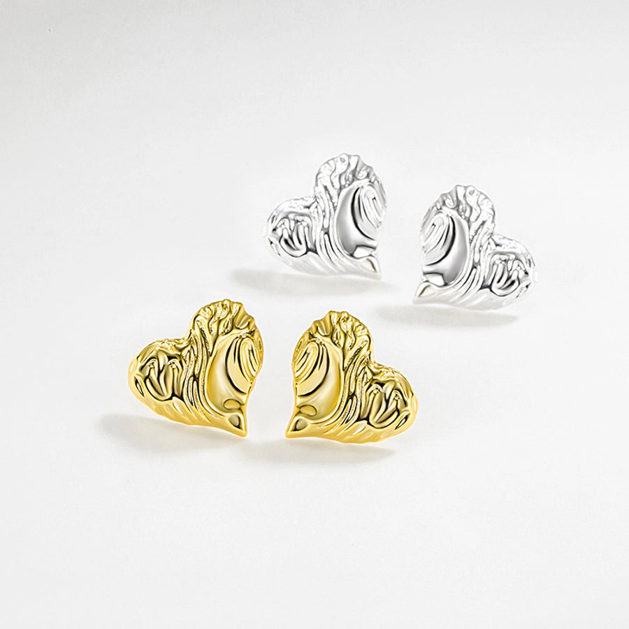 1 Pair 14K Gold Plated Silver Plated 925 Sterling Silver 925 Sterling Silver Earrings Heart Shape Ear Studs