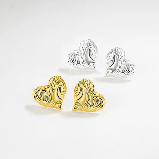 1 Pair 14K Gold Plated Silver Plated 925 Sterling Silver 925 Sterling Silver Earrings Heart Shape Ear Studs