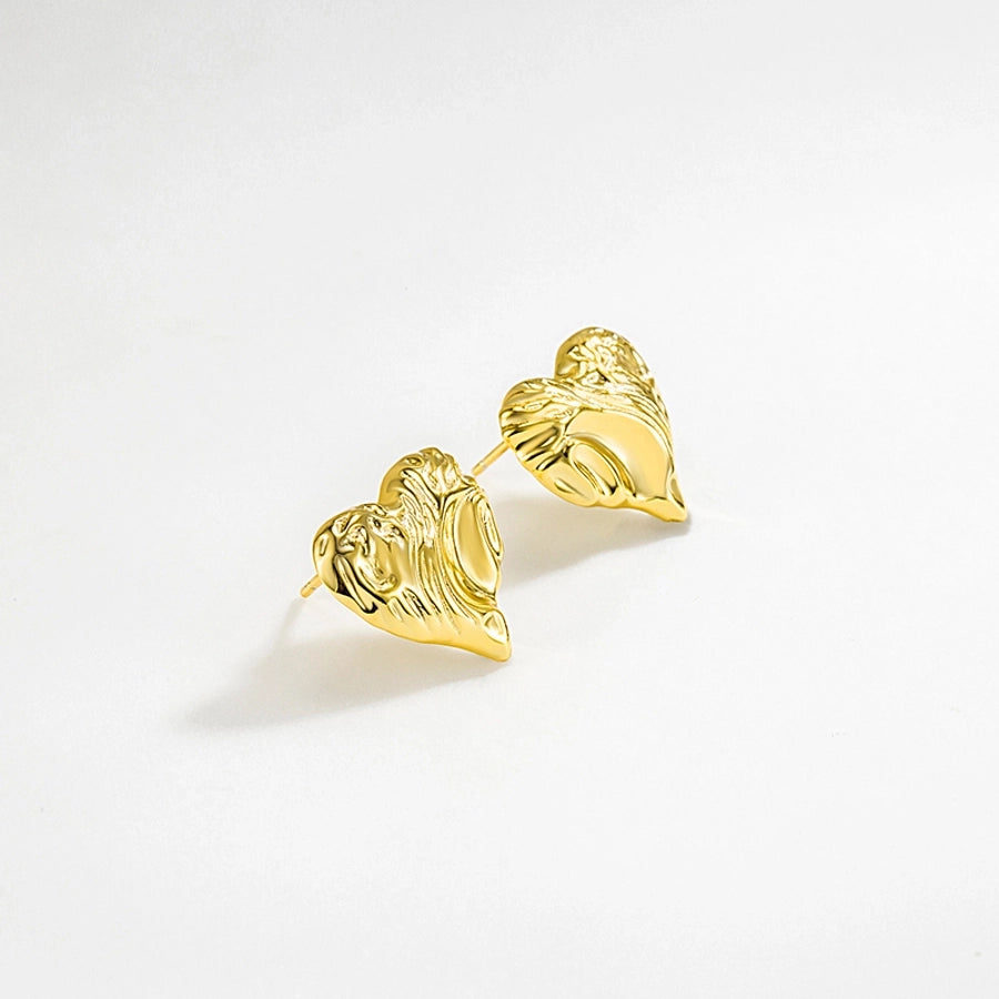 1 Pair 14K Gold Plated Silver Plated 925 Sterling Silver 925 Sterling Silver Earrings Heart Shape Ear Studs