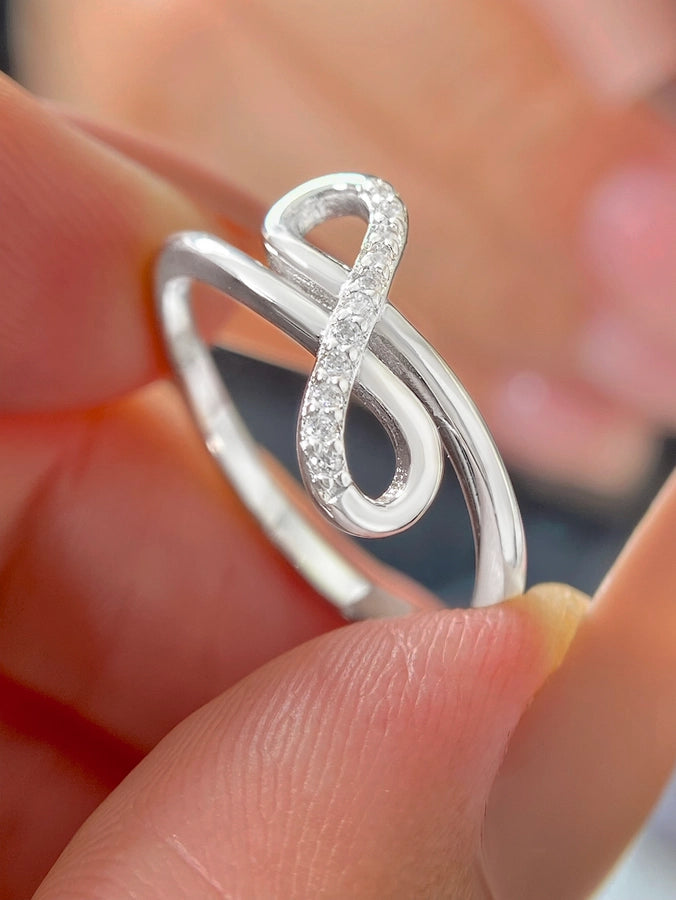 18K Gold Plated White Gold Plated 925 Sterling Silver Zircon Infinity Rings 925 Sterling Silver Rings