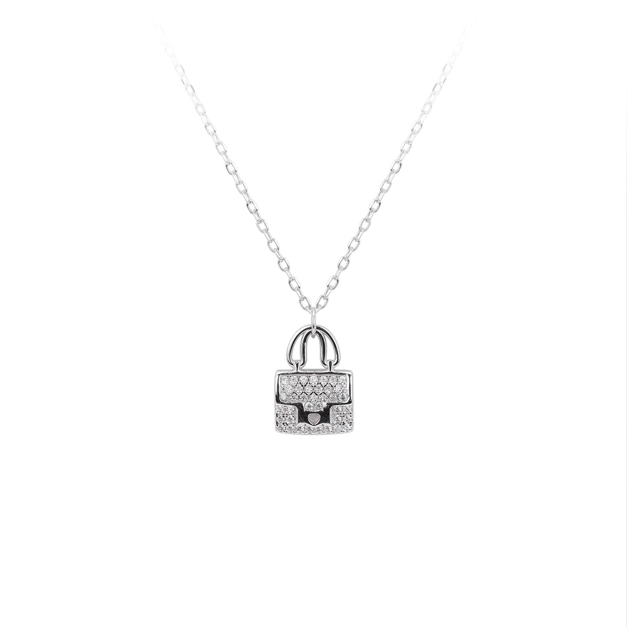 925 Sterling Silver Rack Plated Plated Long-Lasting Plated Zircon cable chain Bag Pendant Necklace