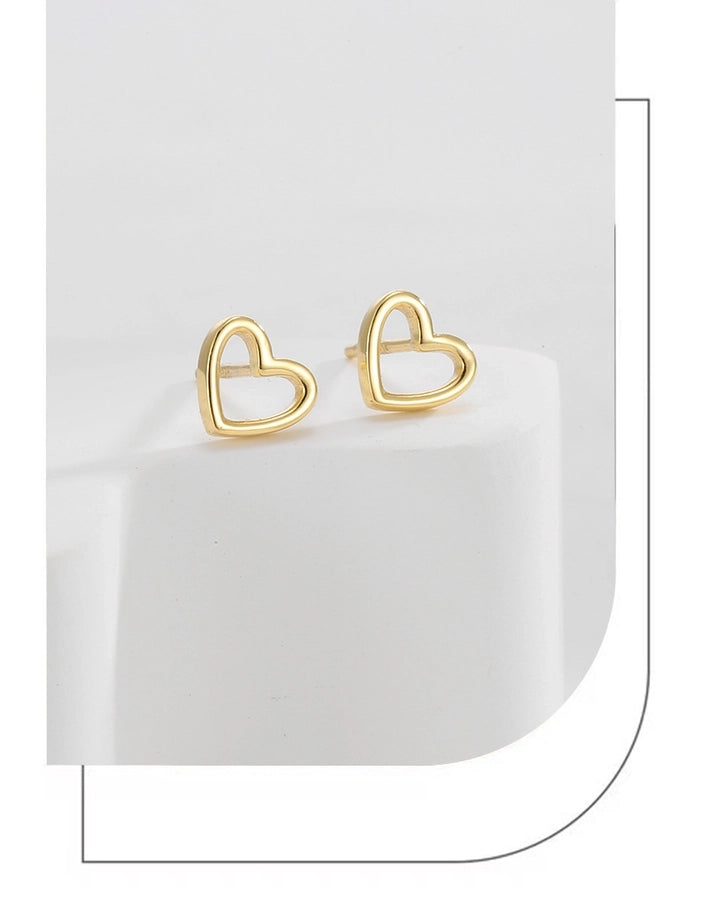 1 Pair 925 Sterling Silver 925 Sterling Silver Earrings Heart Shape Ear Studs