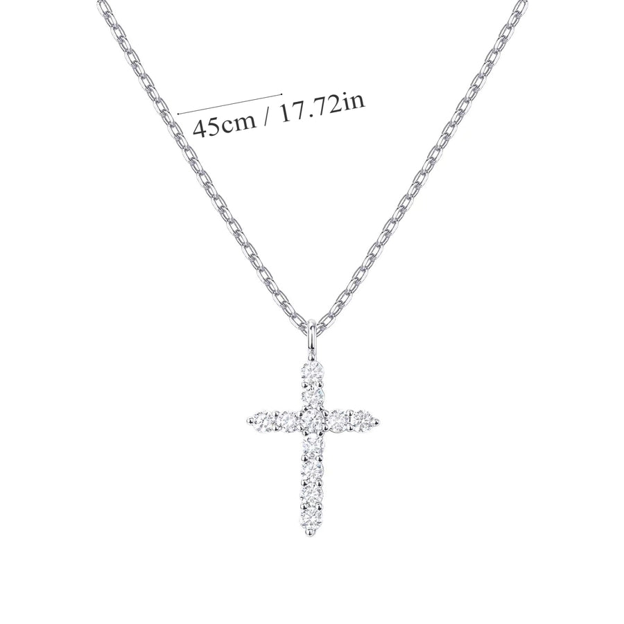 Copper Zircon O-shaped chain Inlay Cross Necklace