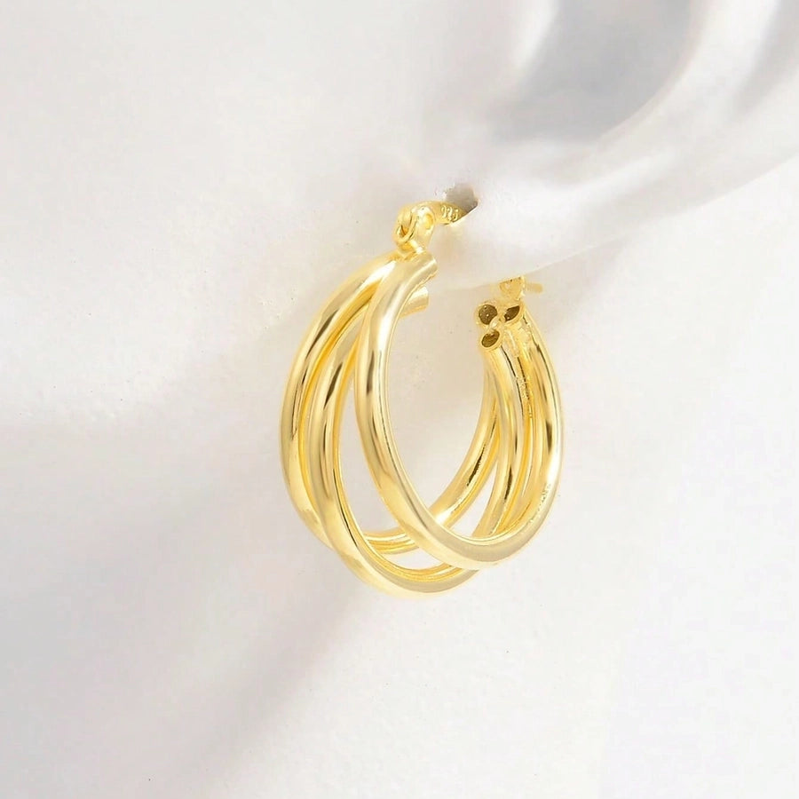 1 Pair 14K Gold Plated White Gold Plated 925 Sterling Silver 925 Sterling Silver Earrings U Shape Earrings