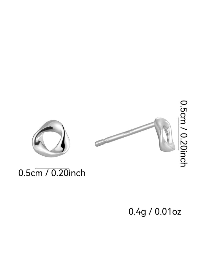 1 Pair 925 Sterling Silver 925 Sterling Silver Earrings Geometric Solid Color Ear Studs